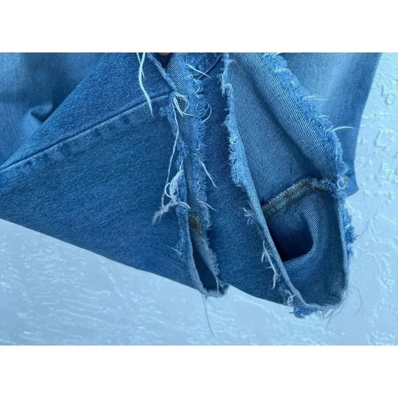 BDG Urban Outfitters Womens Wide Leg Distressed Fringe Denim Jeans Blue Sz 27 - Picture 7 of 14